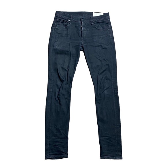 Rag & Bone Jeans Men's Size 30x33 Fit 2 Slim Leg Straight Button Fly Black Denim - Picture 1 of 11